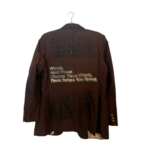 Snowmilk Streetwear Brown Blazer Painted w/Original Snowmilk Design - Picture 2 of 15